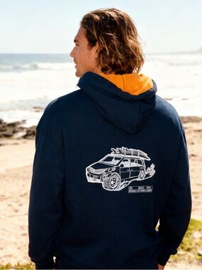 BAD (Driven by Adventure)
Surf Hoodie Navy Blue, Thick Beach towel‑Lined